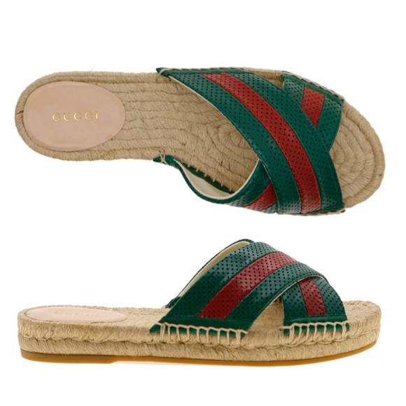 Gucci Charlotte Slide Sandals Nappa Leather Size 37.5 New - Picture 1 of 6